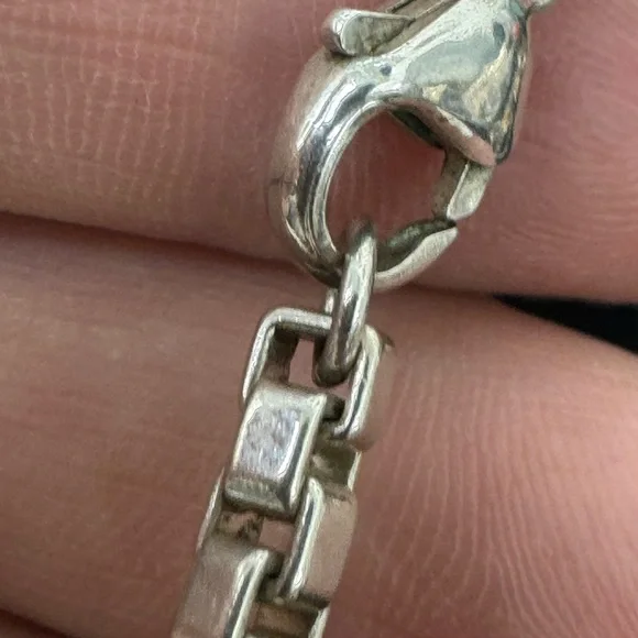 2000s Tiffany and Co Sterling Silver Venetian Box Chain Link Necklace 18 Chain